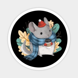 Cozy Winter Chinchilla Magnet